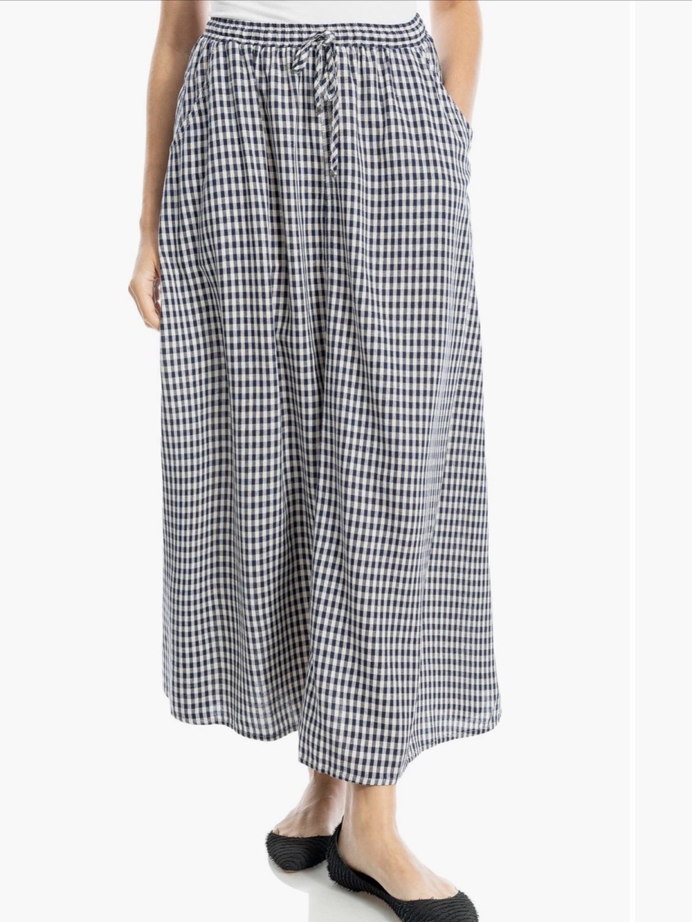 Max Studio Gingham Pull-On Midi Skirt in Black XL EUC